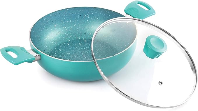 Cookwell Granite Induction Base Non-Stick Aluminium Cookware Set 3-Pieces Green