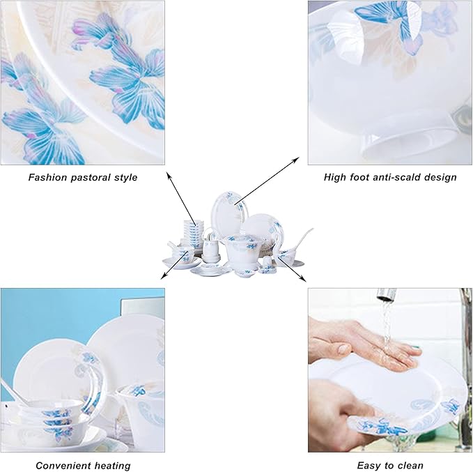 Ceramic Dinnerware Set Retro Style Beautiful Blue and White Porcelain Combination Set for Household Dinner Wedding Hotel Christmas