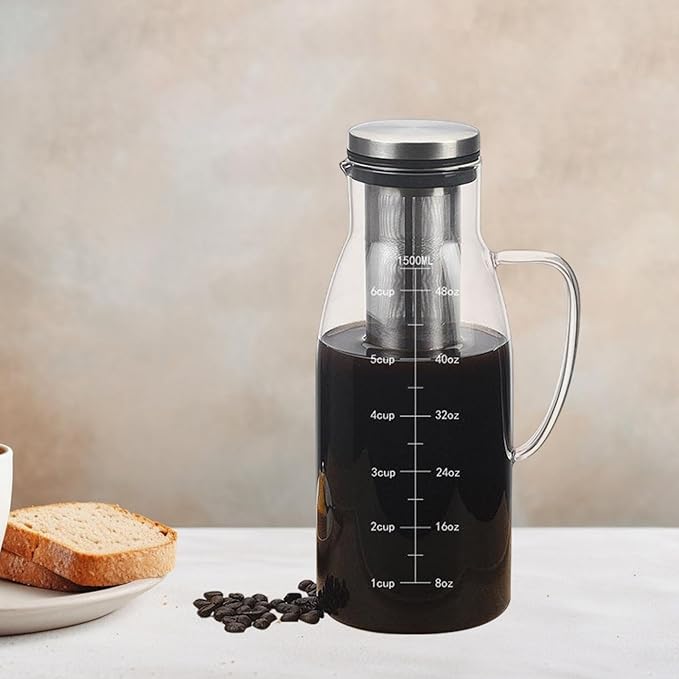 Tea Pot Cold Brew Coffee Maker Transparent Stainless Steel Filter Coffee Cold Extraction Pot Ice Drip Coffee Pot for Bar Cafe