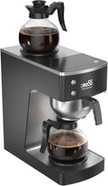 crosson 12 Cup Commercial Drip Coffee Brewer with Upper and Lower Warmer &amp 2 Glass DecanterPour Over Coffee Maker with Easy Clean Fingerprint Free Housing and 304 Stainless Steel Funnel