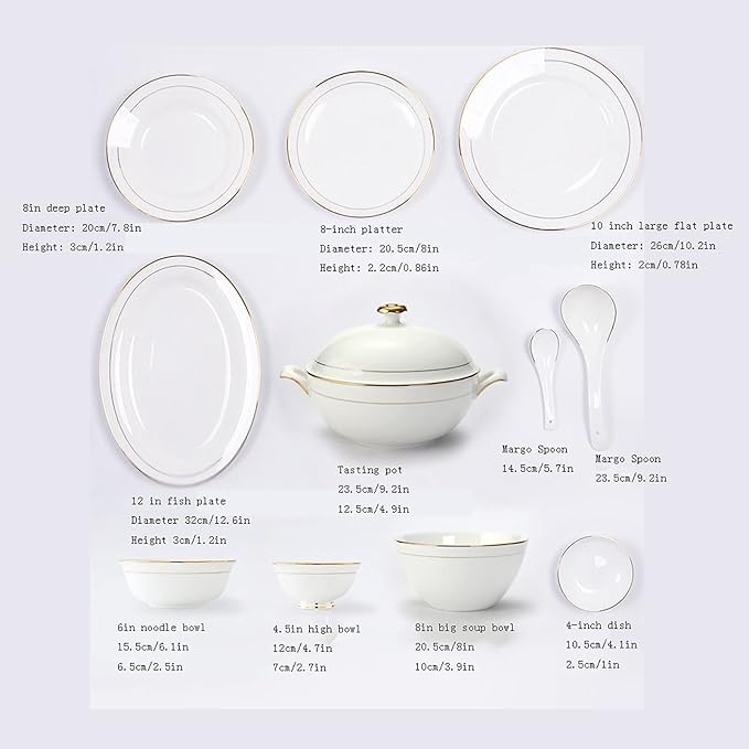 Dinnerware Sets Dish Set58-Piece Ceramic Tableware SetDish SetDomestic Phnom Penh European Style TablewarePlate and Bowl Set