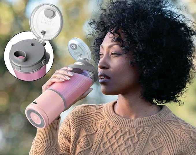 Ninja Blast Portable Blender with Detachable Cable USB Type-C 16 oz (473 ml) Pastel Pink BC100PK (Renewed)