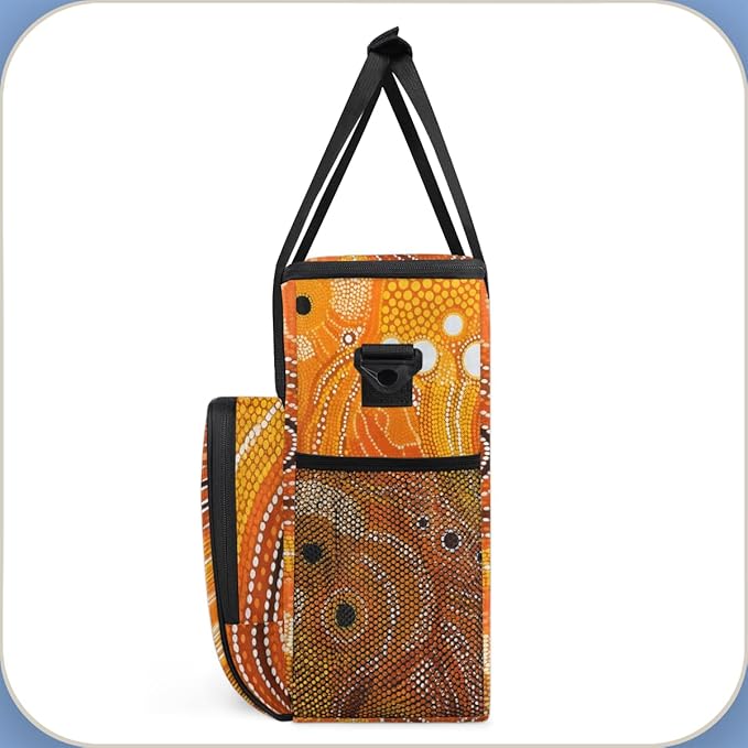 Retro Orange Pattern Coffee Maker Carrying Bag Portable Travel Storage Tote Bag Compatible with K-Mini or K-Mini Plus Single Serve Coffee Brewer Carrying Case with Multiple Pockets &amp Shoulder St