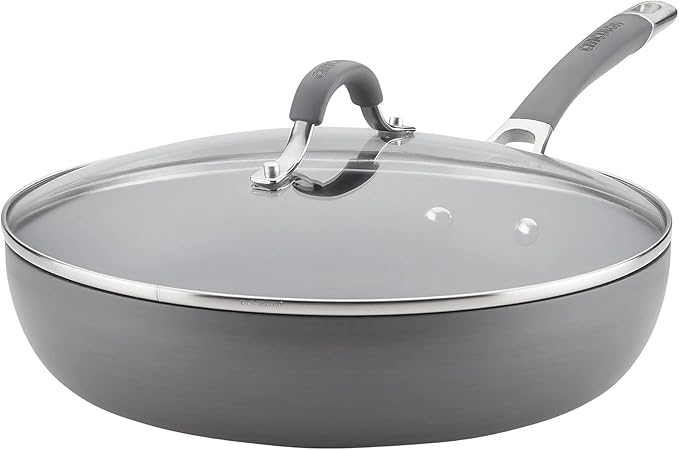 Circulon Radiance Deep Hard Anodized Nonstick Frying Pan /Skillet with Lid - 12 Inch Gray