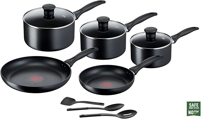 Tefal Induction G155S844 Non-Stick Cookware Set 8 Pieces-Black saucepans Aluminium