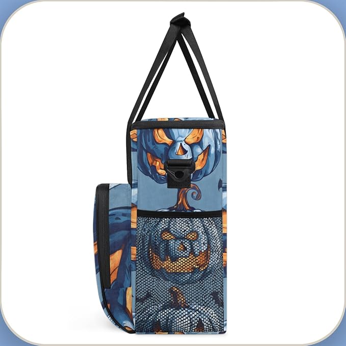 Halloween Pumpkin Coffee Maker Carrying Bag Glowing Pumpkin Travel Storage Bag Compatible with K-Mini or K-Mini Plus Single Serve Coffee Brewer Carrying Case with Multiple Pockets &amp Shoulder Str