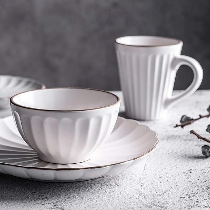 Dinner SetCeramics Dinner Sets 45 Pieces Petal Design Matte Porcelain Dinnerware Set Cereals Bowl &amp Mug &amp