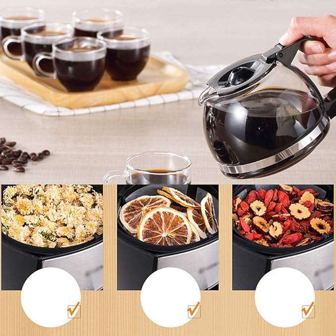 Coffee Machine Coffee Machine with Filter Coffee Machine600W Instant CoffeeEspressoMacchiato CoffeeEtc.|Anti-drip FunctionHigh Temperature Resistant Glass Jug(Black)Compatib