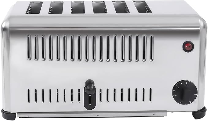 6 Slices Commercial Toaster Bread Baking Machine1680W 110V Electric Stainless Steel Countertop Cool Touch Toaster with Tray for Home Restaurant Bakery