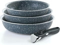 by Brandt 194-008 4-Piece Cookware Set of 3 Pans 20/24 / 28 cm Marble Grey Aluminium