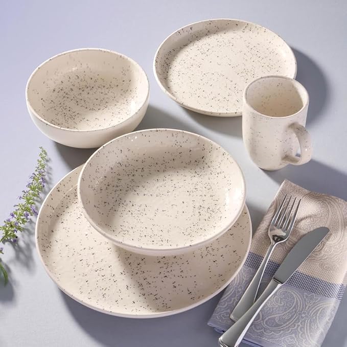 Oxford Contempo Vanilla Stoneware 20 Piece Dinnerware Set Service for 4