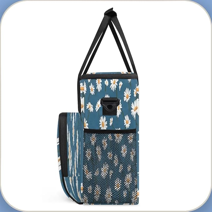 Daisy Printed Floral Coffee Maker Travel Bag for K-Mini or K-Mini Plus Single Serve Coffee Brewer Portable Storage Tote Case for Tarvel
