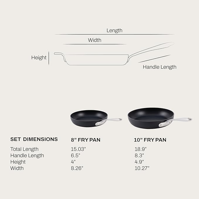 All-Clad HA1 Hard Anodized Non Stick Fry Pan Set 2 Piece 8 10 Inch Induction Oven Broiler Safe 500F Pots and Pans Set Kitchen Frying Pans Skillets Premium Cookware Home Dishwasher Safe Black