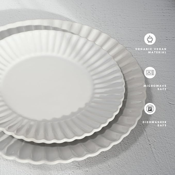 16 Piece Dinnerware Set Aruba (White Sand Dollar) Plates Bowls and Mugs Set for 4