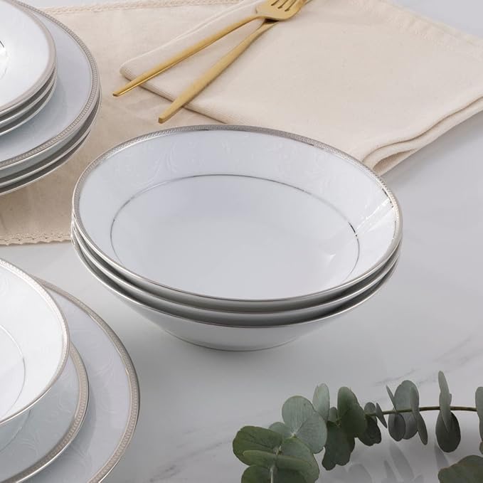 Noritake Regina Platinum 12-Piece Dinnerware Set Service for 4