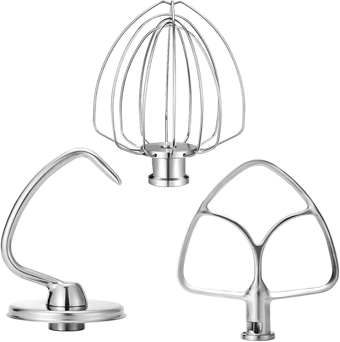 3pcs In 1 Pack Includes 6 Wire Whisk Flat Beater Dough Hook For 4.5 Stand Mixer