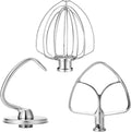 3pcs In 1 Pack Includes 6 Wire Whisk Flat Beater Dough Hook For 4.5 Stand Mixer
