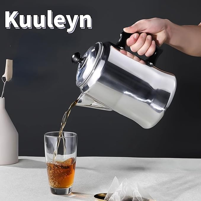 Coffee Maker PotCoffee Percolator Coffee PotAluminum Alloy Coffee Maker Pot Percolator Tea Kettle Stove Top with Lid Ideal for Home Camping Travel
