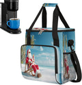 Merry Christmas Funny Santa Claus Beach Coffee Maker Carring Bag Travel Carrying Storage Tote Bag Compatible with Keurig K-Mini or K-Mini Plus Portable Single Serve Coffee Brewer Case with Pockets
