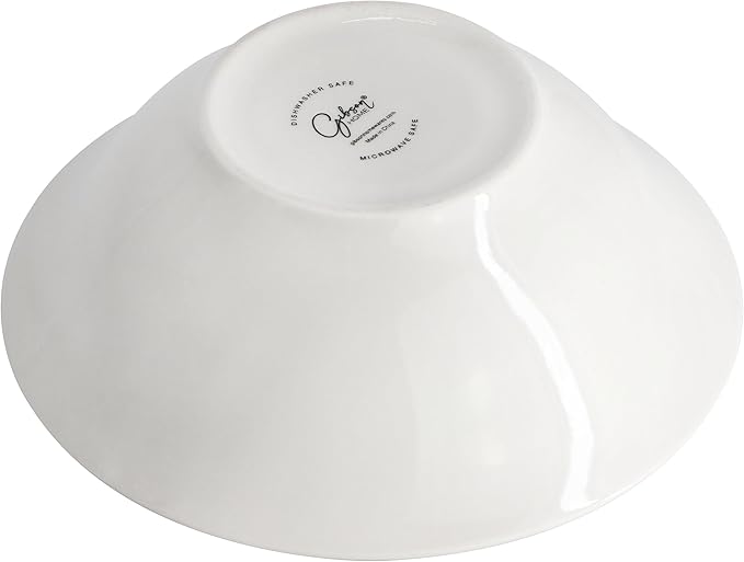 Gibson Home Blue Meadow 12 Piece Fine Ceramic Dinnerware Set in White with Colored Accents
