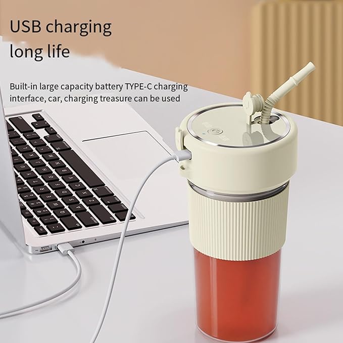 Portable Juicer Cup Portable with Straw Fruit Juicer Fruit Mixer Electric Shake Cup for Travel