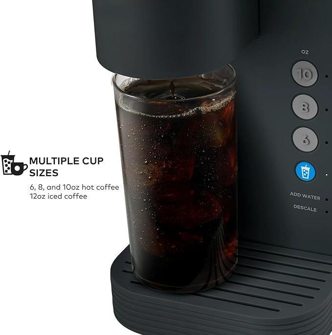KeurigK -Express Essentials Plus Iced &amp Hot Single Serve Brewer Adjustable Temp Brew Over Ice Pods Compatible Coffee Maker (Black)