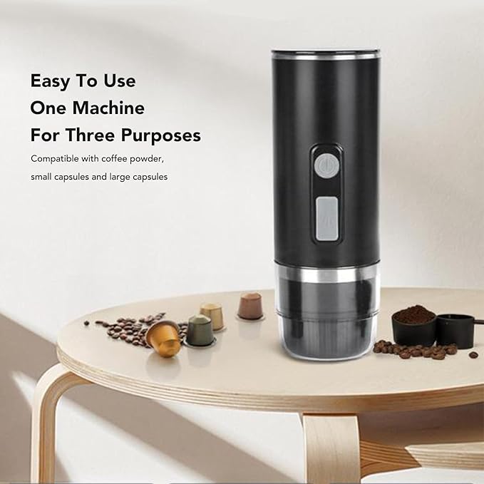 Portable Espresso Machine Electric Coffee Maker with Heating Function 15 Bar 5V Car Coffee Maker Compatible with Coffee Capsules Ground Coffee for Travel Camping Home