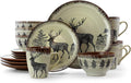 Majestic Elk Luxurious Stoneware Dinnerware with Complete Set - 16 Piece