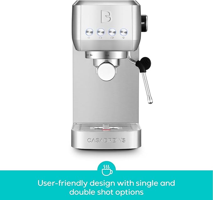 CASABREWS Espresso Machine 20 Bar Professional Coffee Maker With Steam Milk Frother &amp 51mm Stainless Steel Portafilter Set