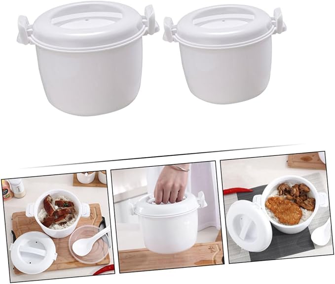 DECHOUS 2pcs Insulated Rice Cooker Set Microwave Rice Cooker Steamer Large Microwave