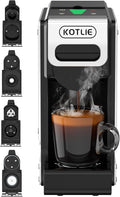 KOTLIE 4-in-1 Espresso Capsule Coffee Machine Single Serve Coffee Maker for K*cup/Nes/DG/Ground Coffee 19Bar 1LST-550(silver)