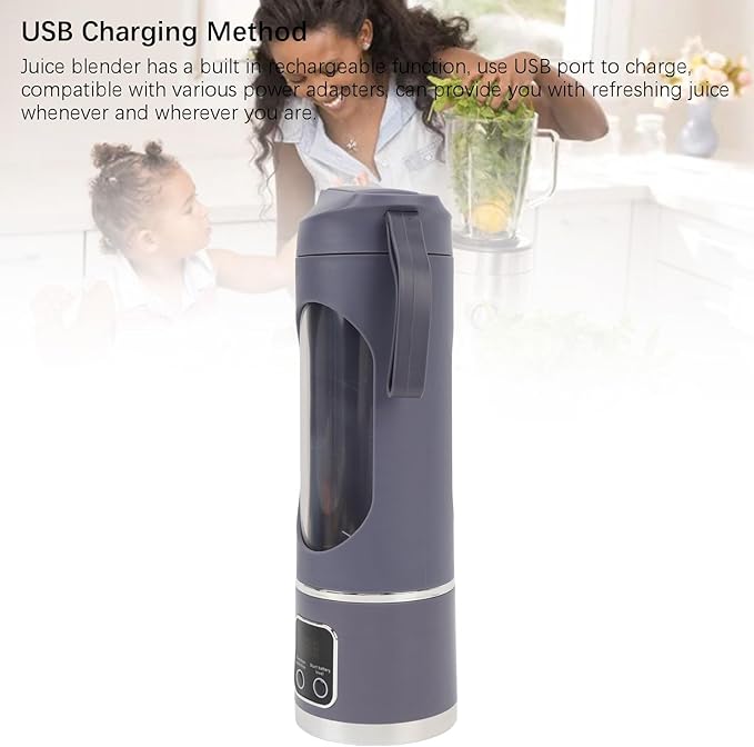 Portable Blender Portable Juicer Cup Quiet Mini Travel Blender with Stainless Steel Blade Rechargeable 450ml Blender Cup for Home Dishwasher Parts