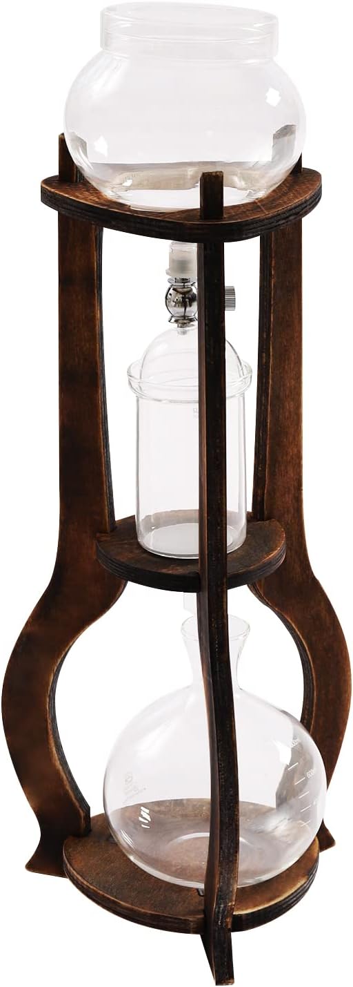 Iced Coffee Cold Brew Drip Tower Coffee Maker Ice Coffee Machine Cold Brew Dripper Iced Coffee Brewer Maker 8 cup (Brown)