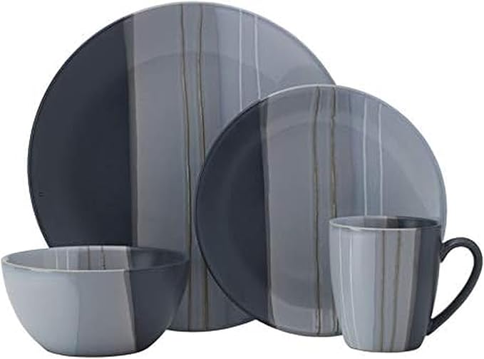Pfaltzgraff Parker Gray 16 Piece Dinnerware Set Service for 4 Gray