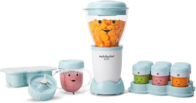 NutriBullet NBY-50100 Baby Complete Food-Making System 32-Oz White Blue Clear