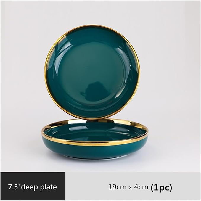 Dinner Sets Green Ceramic Plate Steak Food Plates Bowls Dinner Dish Porcelain Dinnerware Set For Family Hotel7.5 Inch Plate 1pcs