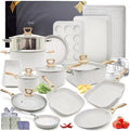 23 Piece Granite Cookware Set Non Stick Induction Oven Safe Pots Pans Bakeware Scraper Sponge Protectors Eco Friendly Heavy DutyA23 Pc
