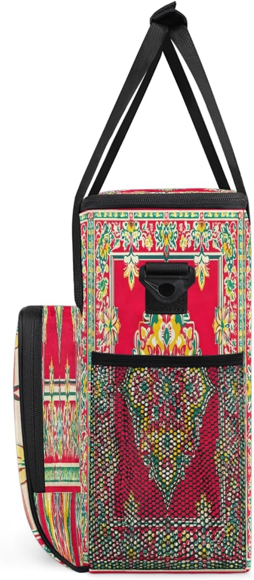 Red Window Mandala Coffee Maker Carring Bag Travel Carrying Storage Tote Bag Compatible with Keurig K-Mini or K-Mini Plus Portable Single Serve Coffee Brewer Case with Pockets for K-cup Pods