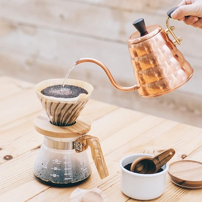 Hario VDGR-02-OV V60 Heat Resistant Glass Permeable Coffee Dripper Olive Wood 02 Coffee Drip For 1 to 4 Cups