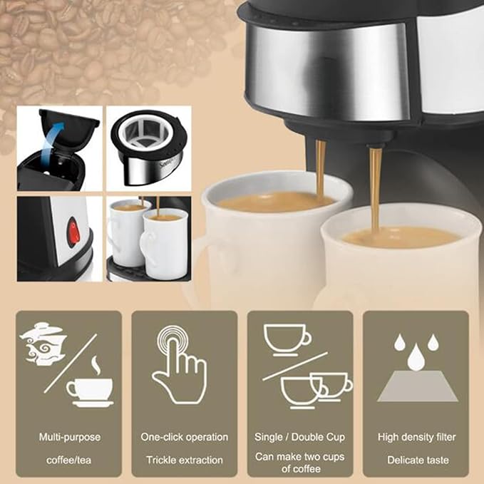 Drip Coffee Maker Kitchen Removable And Washable Household Coffee Machine Tea Coffee Pot Milk Coffee Maker Free Two Ceramic Cups
