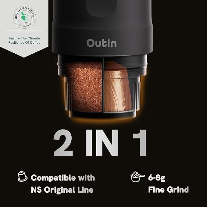 OutIn Nano Portable Electric Espresso Machine with Travel Tumbler