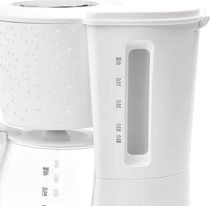 HADEN Starbeck Coffee Machine 10 Cup Automatic Drip Coffee Maker with Anti-Drip Function and Reusable Washable Water Filter White &amp Chrome