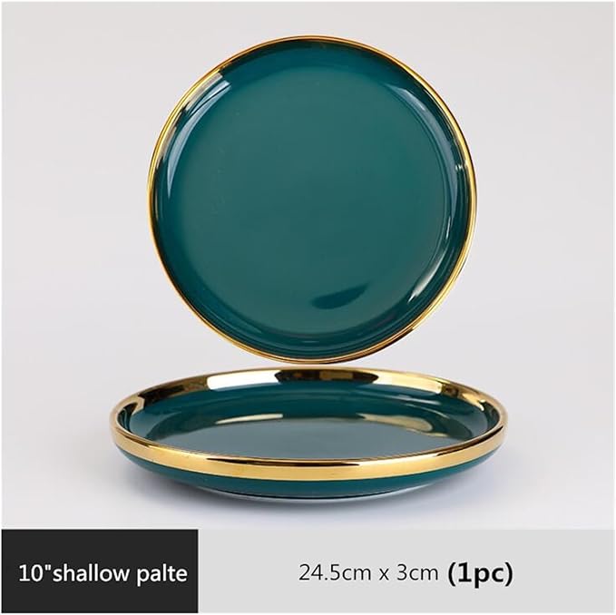 Dinner Sets Green Ceramic Plate Steak Food Plates Bowls Dinner Dish Porcelain Dinnerware Set For Family Hotel10 Inch Plate 1pcs