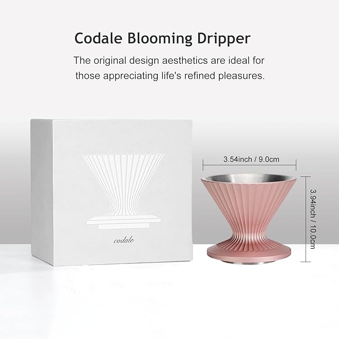 Pour Over Coffee Dripper Drip Coffee Pour Over Maker Resuable Blossom Cone Funnel Stainless Steel Metal Coffee Filter for Travel Camping Office Home Coffee Maker Brew (Sunset Blush)