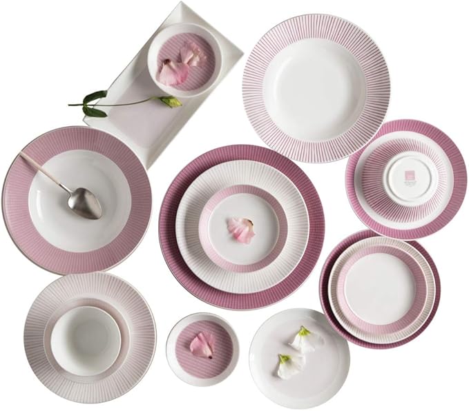 Hankook Chinaware 한국도자기 Cozy Pink Home Set for 4 Dinnerware Korean Fine Bone-China Dojagi Ceramic
