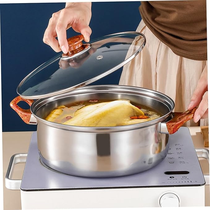 Ciieeo Stainless Steel Cookware Set Heavy-duty Kitchen Cooking Pots and Pans Includes Frying Pan Soup Pot for Everyday Use and Camping