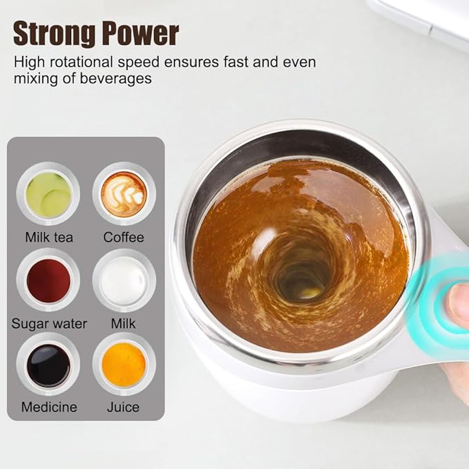 Coffee Blender Cup 380ml Stirring Travel Cup USB Automatic Stirring Coffee Mug with Stirring Physical Cooling for Coffee Milk Hot Chocolate