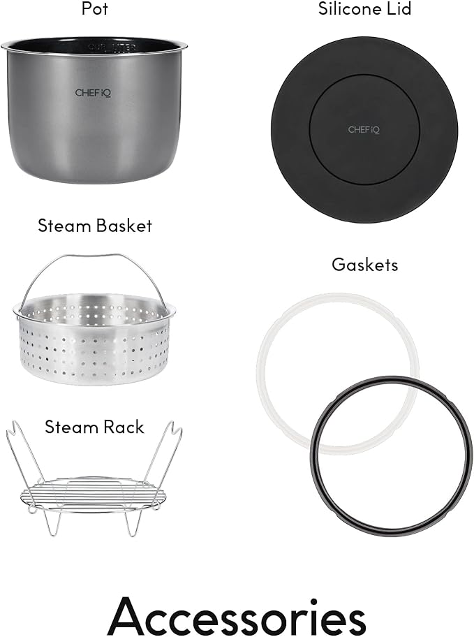 CHEF iQ Smart Pressure Cooker with WiFi and Built-in Scale - Easy-to-Use 10-in-1 Multicooker with 500+ Guided Recipes - Rice Cooker Slow Cooker Instant Meals for Foodies - 6 Quart - Family Size