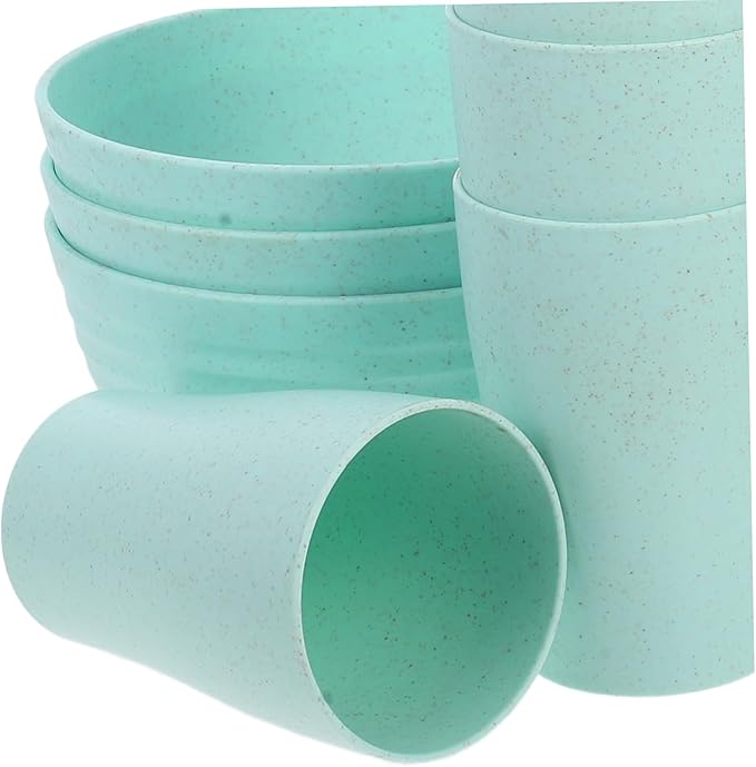 Alipis 12pcs Straw Dinnerware Set Unbreakable Plates Bowls and Cups Microwave Safe for Home Dining Camping and Outdoor Use Versatile and Stylish Design