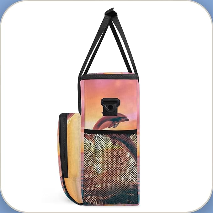 Sunset Dolphin Coffee Maker Carrying Bag Portable Travel Storage Tote Bag Compatible with K-Mini or K-Mini Plus Single Serve Coffee Brewer Carrying Case with Multiple Pockets &amp Shoulder Strap